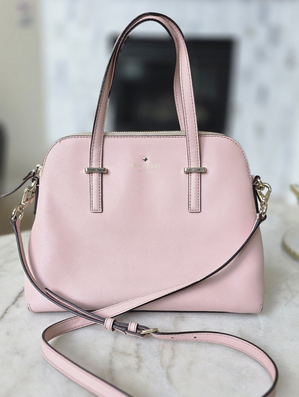 kate spade Pink Leather Satchel with Gold Hardware
